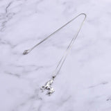 925 Silver Big Steed Horse Female Pendant Long Chain Animal Necklace