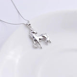 925 Silver Big Steed Horse Female Pendant Long Chain Animal Necklace