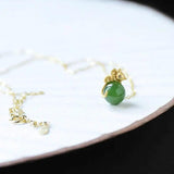 Hetian Jade Green Jade Rat Pendant 925 Sterling Silver Necklace Lucky Gift