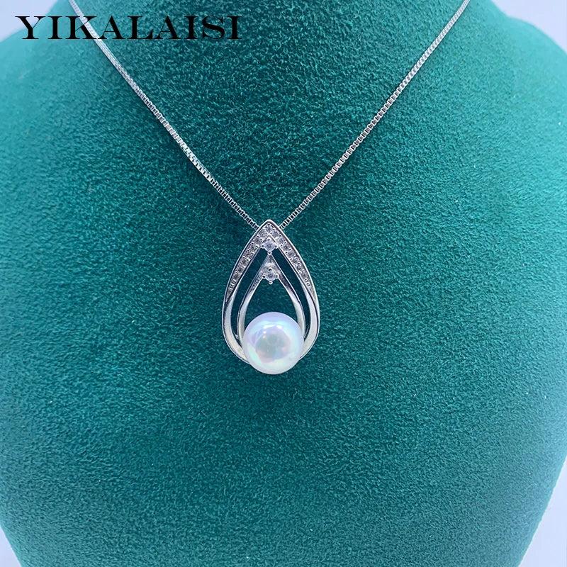 8-9mm Freshwater Pearl Oblate Pendant Necklace Chain Style Wholesales