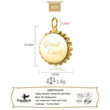 TrustDavis 925 Silver GOOD LUCK Beer Bottle Cap Charm Pendant