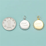TrustDavis 925 Silver GOOD LUCK Beer Bottle Cap Charm Pendant