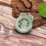 Natural Green Chinese Jade Dragon Pendant Necklace Charm Jewelry Amulet