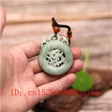 Natural Green Chinese Jade Dragon Pendant Necklace Charm Jewelry Amulet