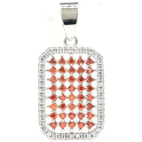 Orange Spessartine Garnet Turquoise CZ Silver Pendant