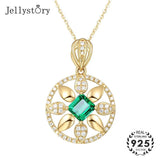 Silver 925 Necklace with Emerald Zircon Pendant