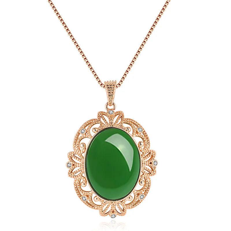 Jade Water Drop Pendant 925 Silver Amulet Charm Agate Gemstone Jewelry