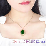 Jade Water Drop Pendant 925 Silver Amulet Charm Agate Gemstone Jewelry