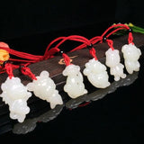 Hetian Jade Zodiac Pendant Necklace Chinese Carved Charm Jewelry