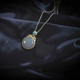 S925 Sterling Silver Hetian Jade Mauve Pendant Necklace