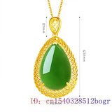 Jade Water Drop Pendant Agate Charm 925 Silver Necklace