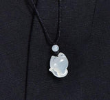 Natural Agate Chalcedony FOX Pendant Necklace Hand-Carved Man Luck Amulet