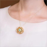Sterling Silver Gilded Gray Jade Buddha Pendant in Flower Hollow Pattern Niche