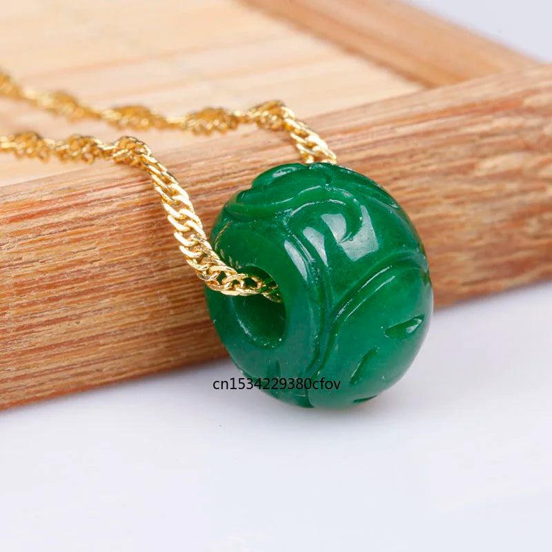 Green Jade Carving Money Beads DIY Pendants Bangle Charm Amulet