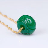 Green Jade Carving Money Beads DIY Pendants Bangle Charm Amulet