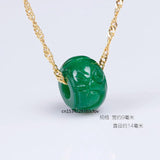 Green Jade Carving Money Beads DIY Pendants Bangle Charm Amulet