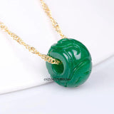Green Jade Carving Money Beads DIY Pendants Bangle Charm Amulet