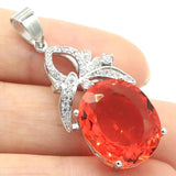 Orange Spessartine Garnet Pink Kunzite CZ 925 Silver Pendant