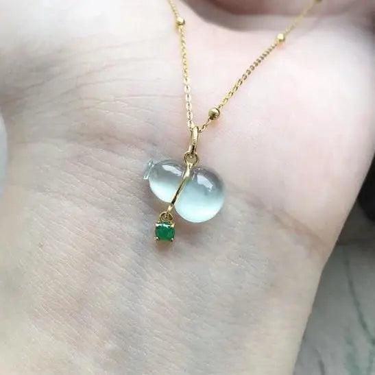 Chalcedony Gourd Pendant Necklace - Chinese Retro Charm Jewelry