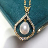 ZHBORUIN Pearl Necklace & Silver 925 Water Drop Choker Pendant