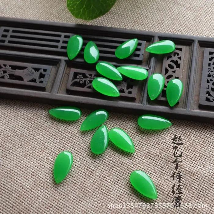 5pc Green Jade Water Drop Pendant Necklace DIY Men Lucky Amulet