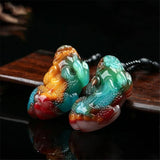 Natural Colour Jade Pixiu Dragon Pendant Necklace Jewellery