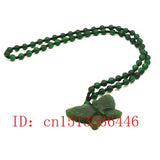 Butterfly Jade Pendant Necklace Chinese Green Beads Jadeite Charm