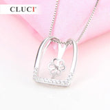 925 Silver Pendant Mounting with 13 Rhinestones for Pearl Necklace