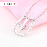 925 Silver Pendant Mounting with 13 Rhinestones for Pearl Necklace