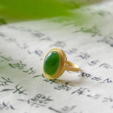 Natural Hetian Jade Green Jade Pendant S925 Sterling Silver Oval Jade Necklace