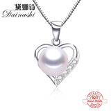 Freshwater Pearl Pendant 925 Sterling Silver Love Necklace