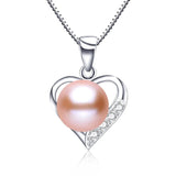 Freshwater Pearl Pendant 925 Sterling Silver Love Necklace
