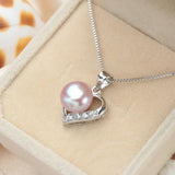 Freshwater Pearl Pendant 925 Sterling Silver Love Necklace