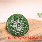 Natural Green Chinese Jade Dragon Phoenix Pendant Necklace