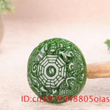 Natural Green Chinese Jade Dragon Phoenix Pendant Necklace