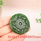 Natural Green Chinese Jade Dragon Phoenix Pendant Necklace