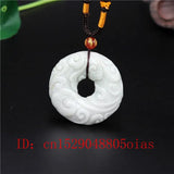 Green Jade Cloud Rune Pendant Necklace Charm Jewelry for Women Men
