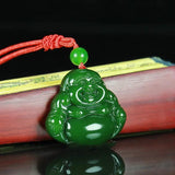 Hand-Carved Natural Green Jade Buddha Pendant Necklace Charm Jewelry