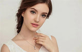 925 Silver Water Drop Pink Quartz Pendant Necklace for Women
