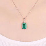 925 Silver Emerald Necklace for Women Wedding Jewelry