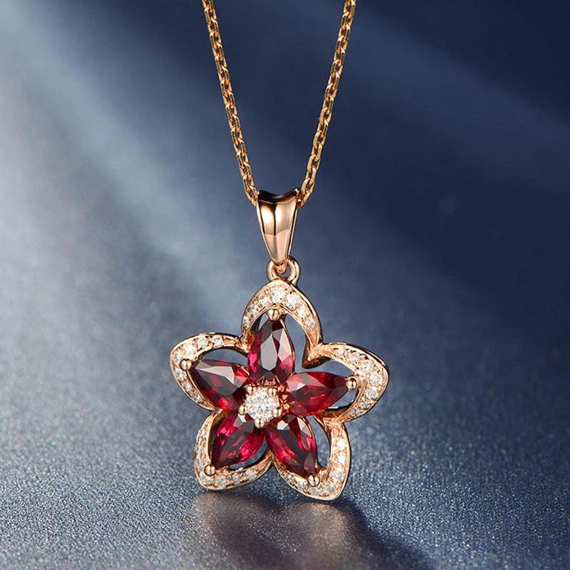 Classic Red Ruby Pendant Necklace Gemstone Silver 925 Jewelry