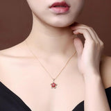 Classic Red Ruby Pendant Necklace Gemstone Silver 925 Jewelry