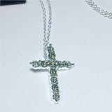 6 Colors Cross Pendant CZ Stone Filled Necklace for Women Men