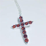 6 Colors Cross Pendant CZ Stone Filled Necklace for Women Men