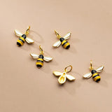 925 Sterling Silver Bee Dangle Charm Bracelets Necklace Silver Pendants