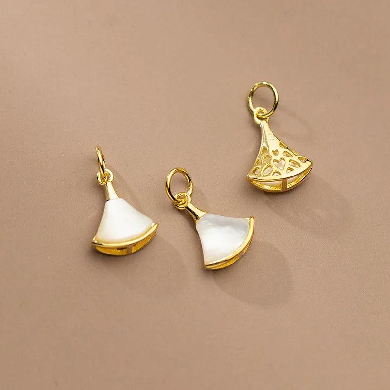 925 Silver Ginkgo Leaf Necklace Earring Charm DIY Jewelry Making