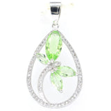 Dragonfly Pink Rhodolite Garnet Green Tsavorite CZ 925 Silver Pendant