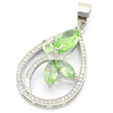 Dragonfly Pink Rhodolite Garnet Green Tsavorite CZ 925 Silver Pendant