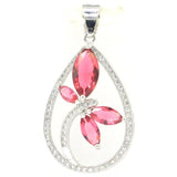 Dragonfly Pink Rhodolite Garnet Green Tsavorite CZ 925 Silver Pendant