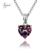 925 Silver Heart Pendant Necklace Multicolor Charm 16x8MM Women's Jewelry